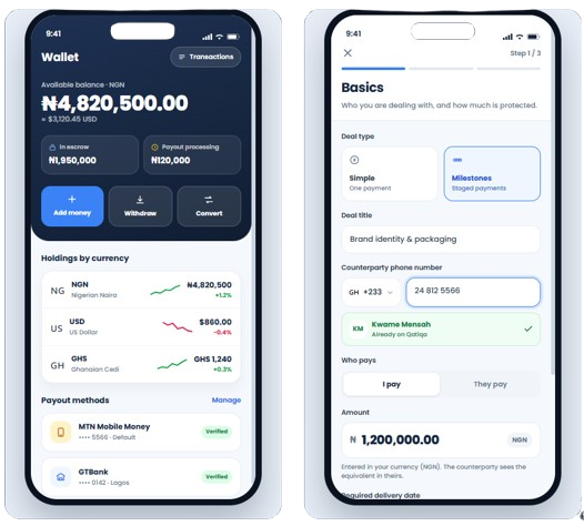 photo: two phones showing deal & wallet screens
